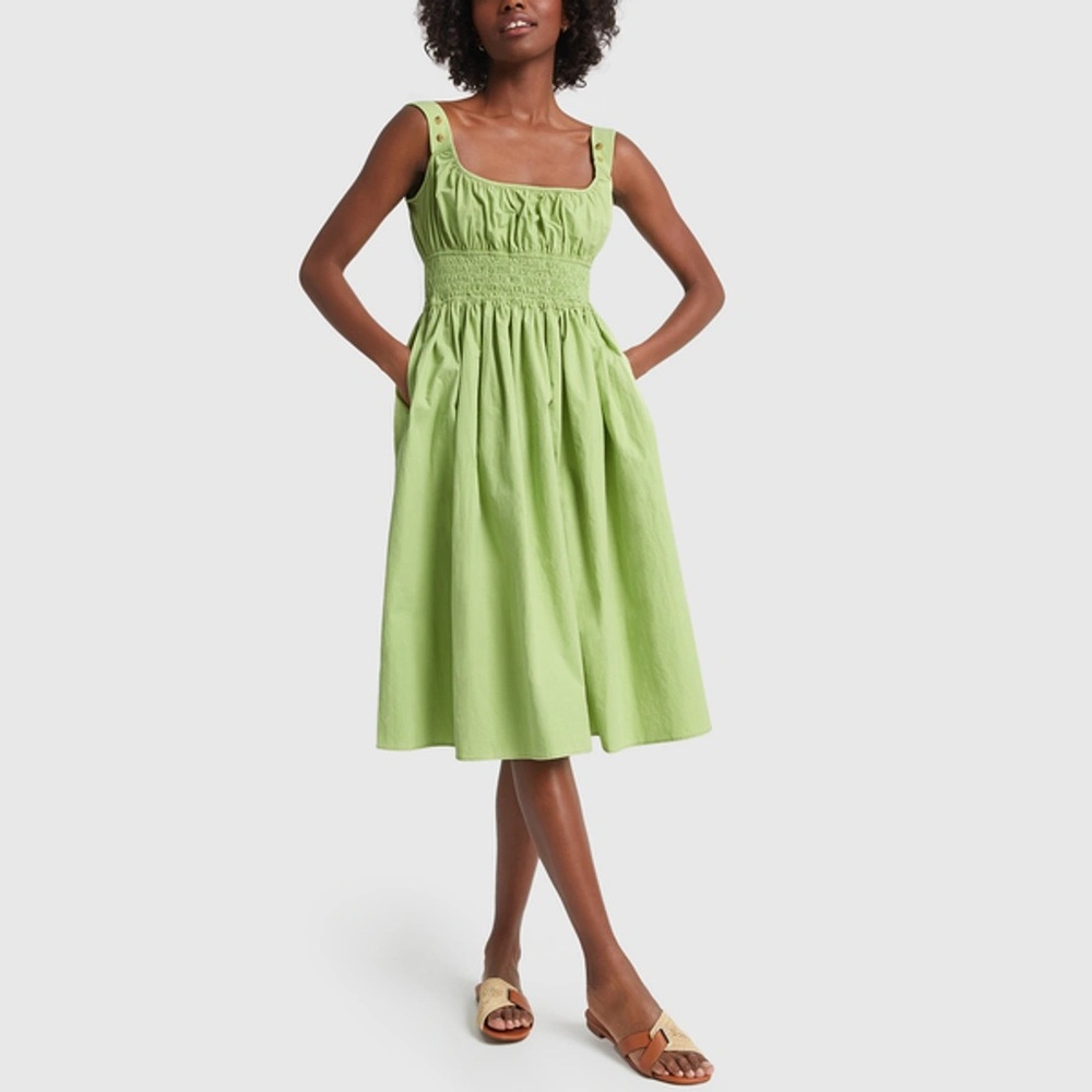 Ciao Lucia Lara Sleeveless Smocked Midi Dress - Pistachio - Size Medium